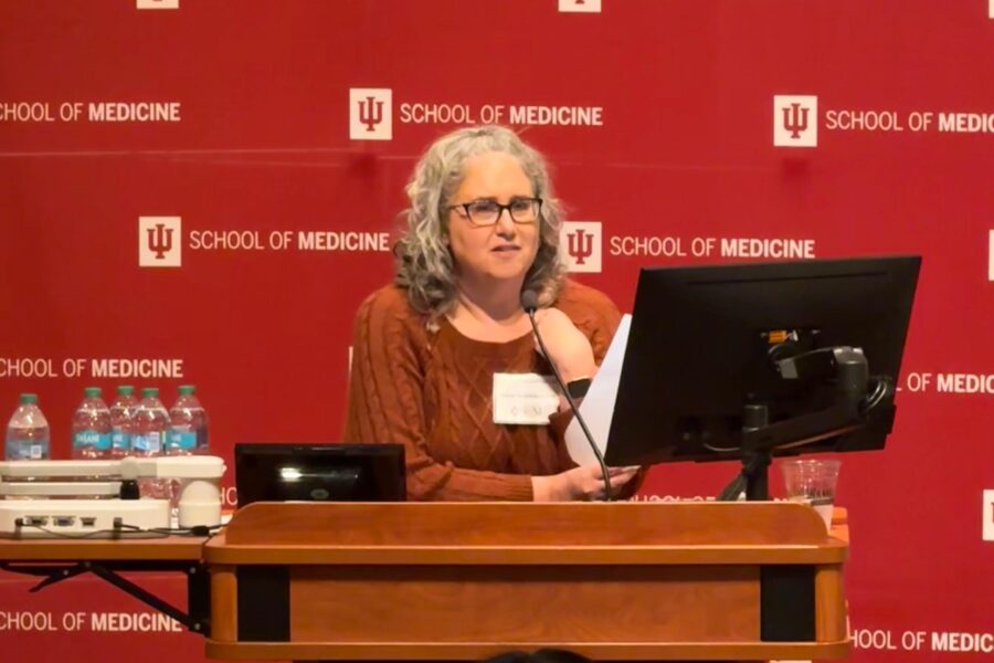 Stacey Tannenbaum moderating the Career Panel at the Indiana CTSI Symposium 2025
