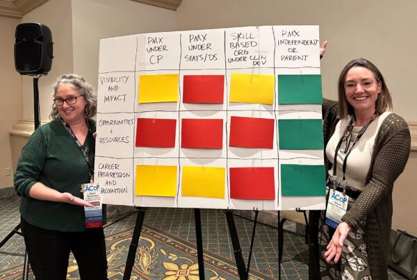 Stacey and Nieves displaying the heatmap from their ACoP 2024 session